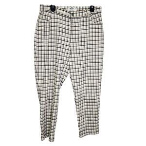 Hollister Women's Chino Pants XL White Black Tan Plaid Ultra High Rise Stretch